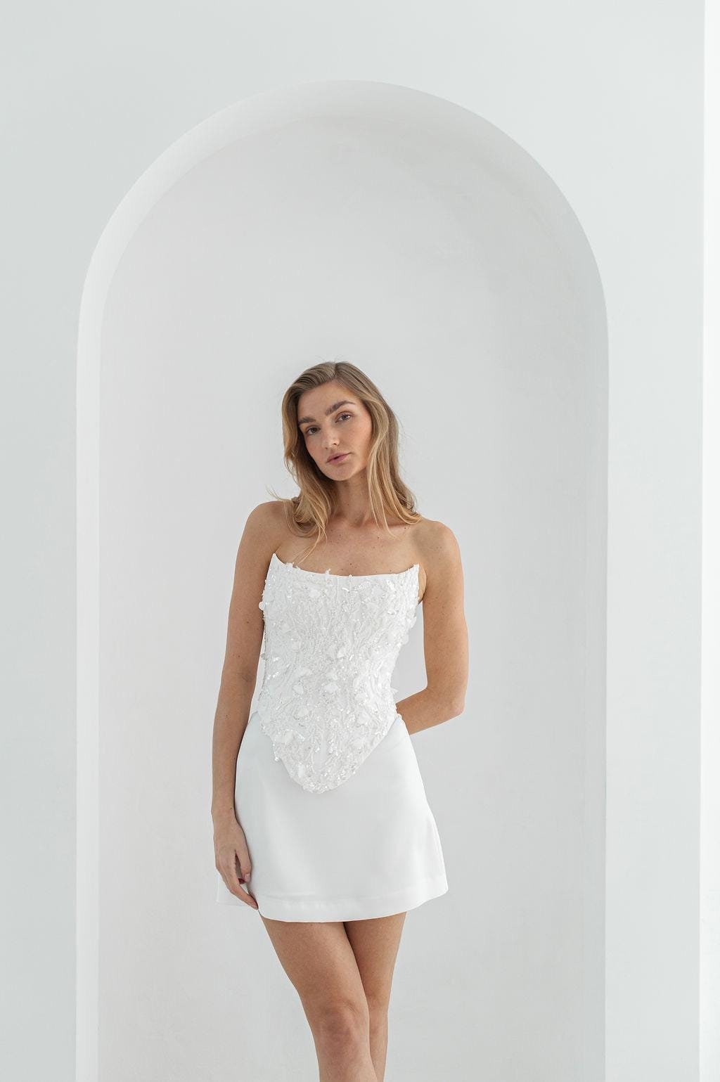 Maeve short lace wedding dress for civil ceremony and reception